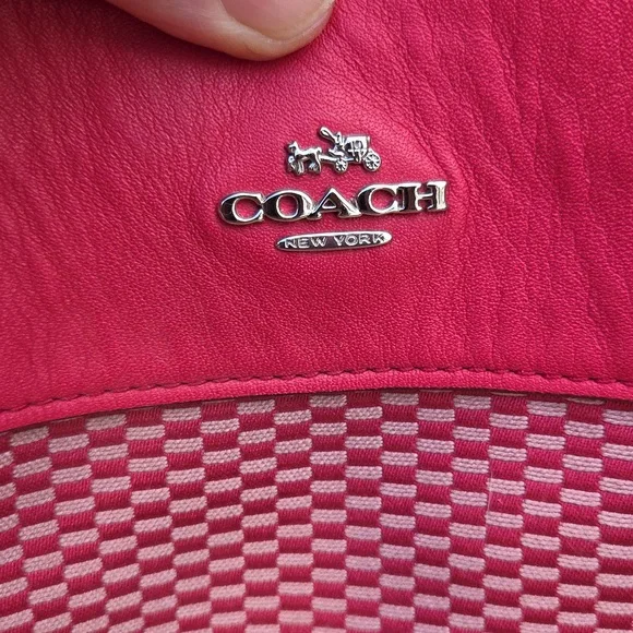 Coach Lexi Red Leather & Jacquard Fabric Shoulder Bag F57540 $498 Retail EUC - Picture 6 of 16